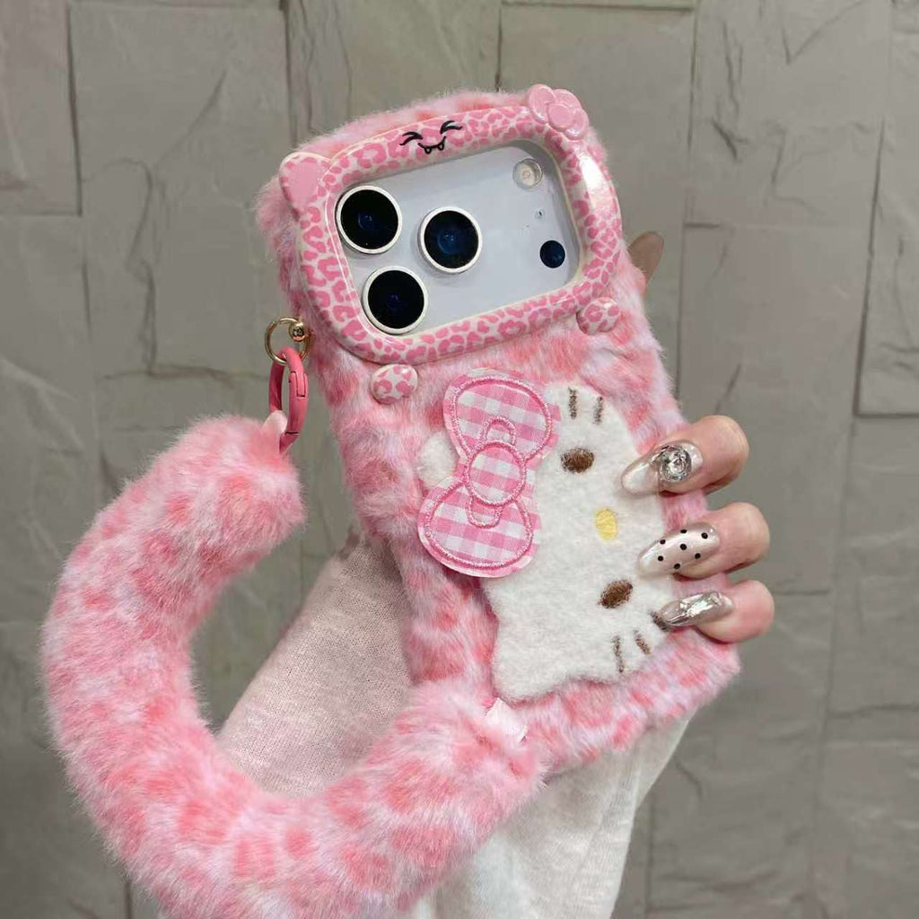 Pink hello kitty fur case