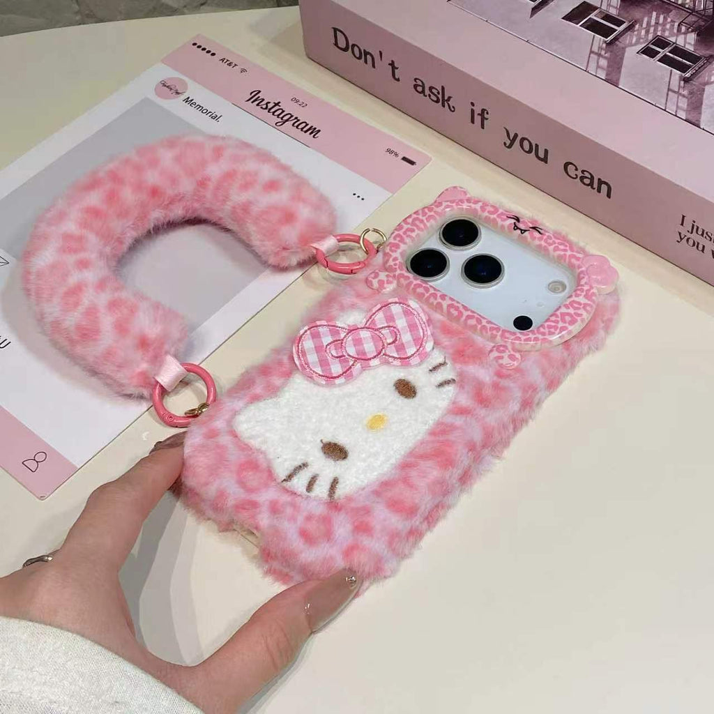 Pink hello kitty fur case
