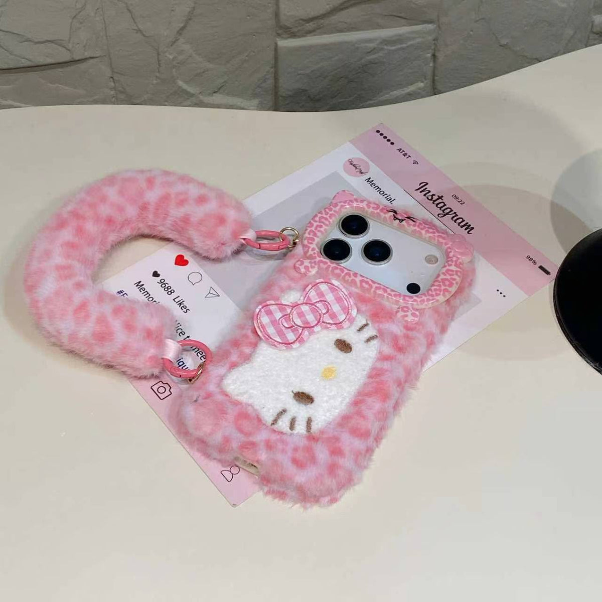 Pink hello kitty fur case