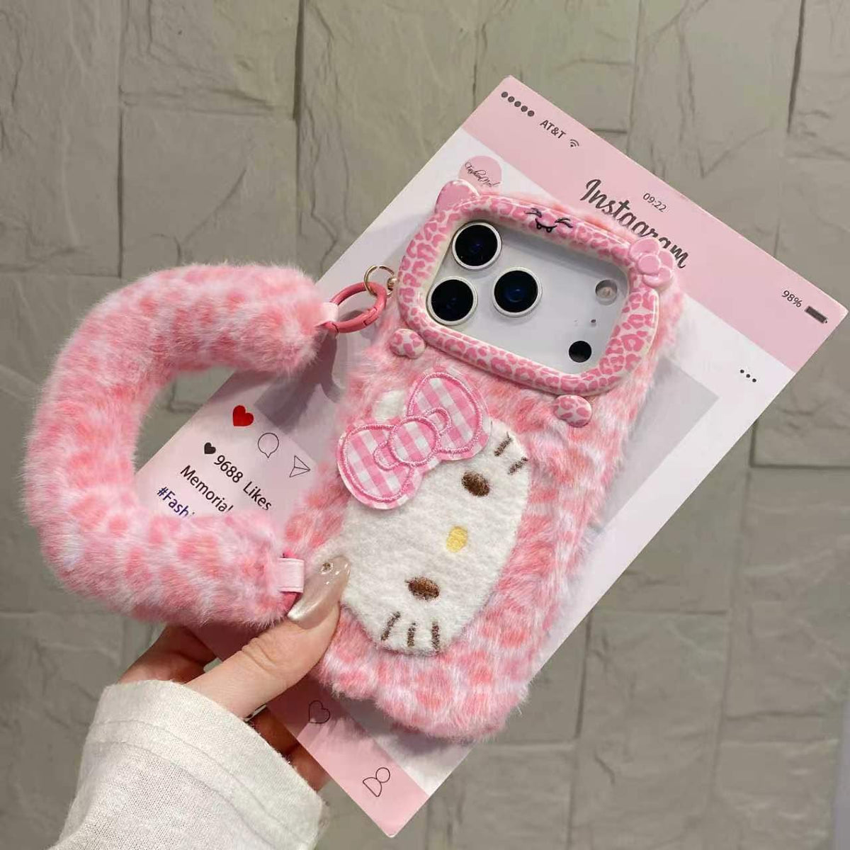 Pink hello kitty fur case