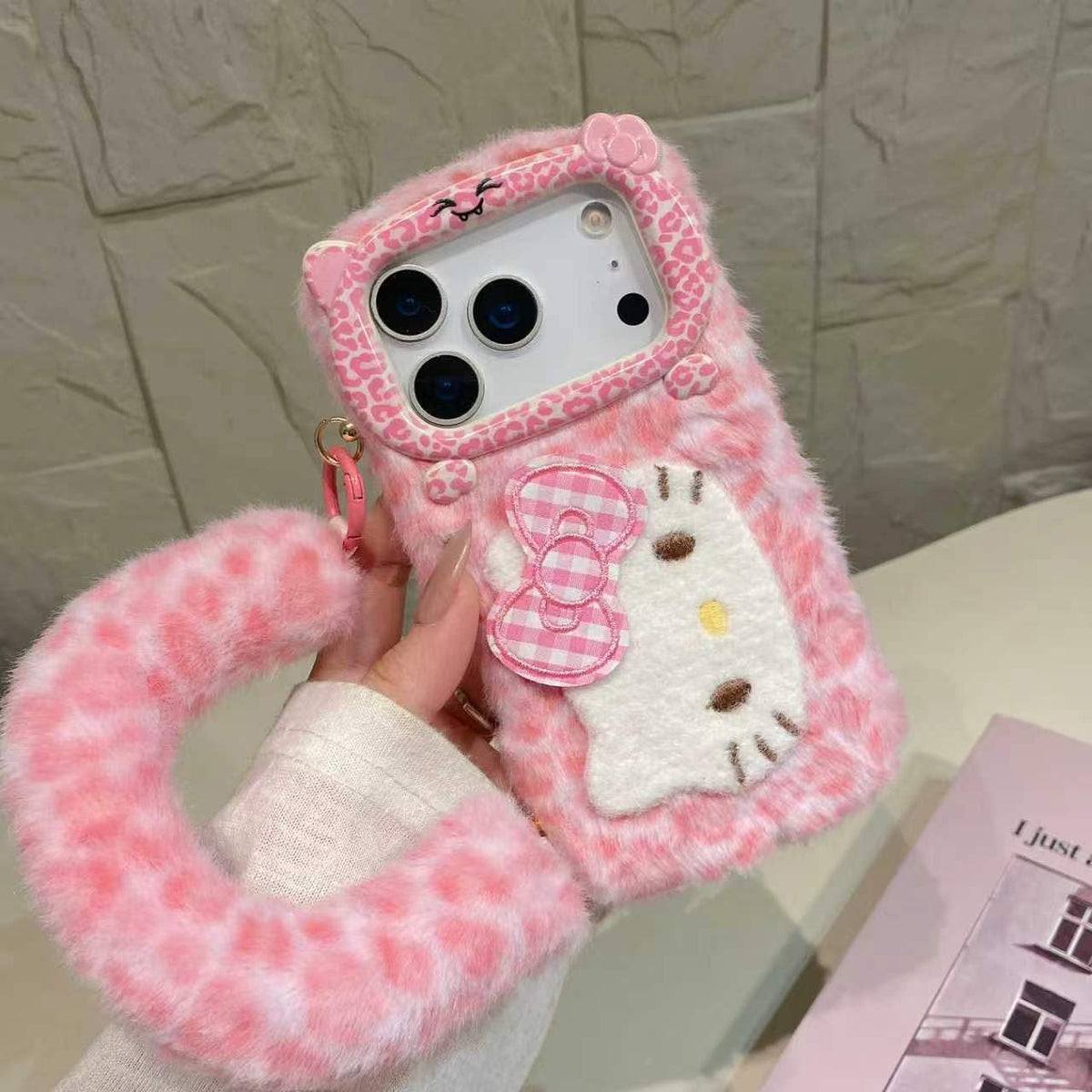 Pink hello kitty fur case