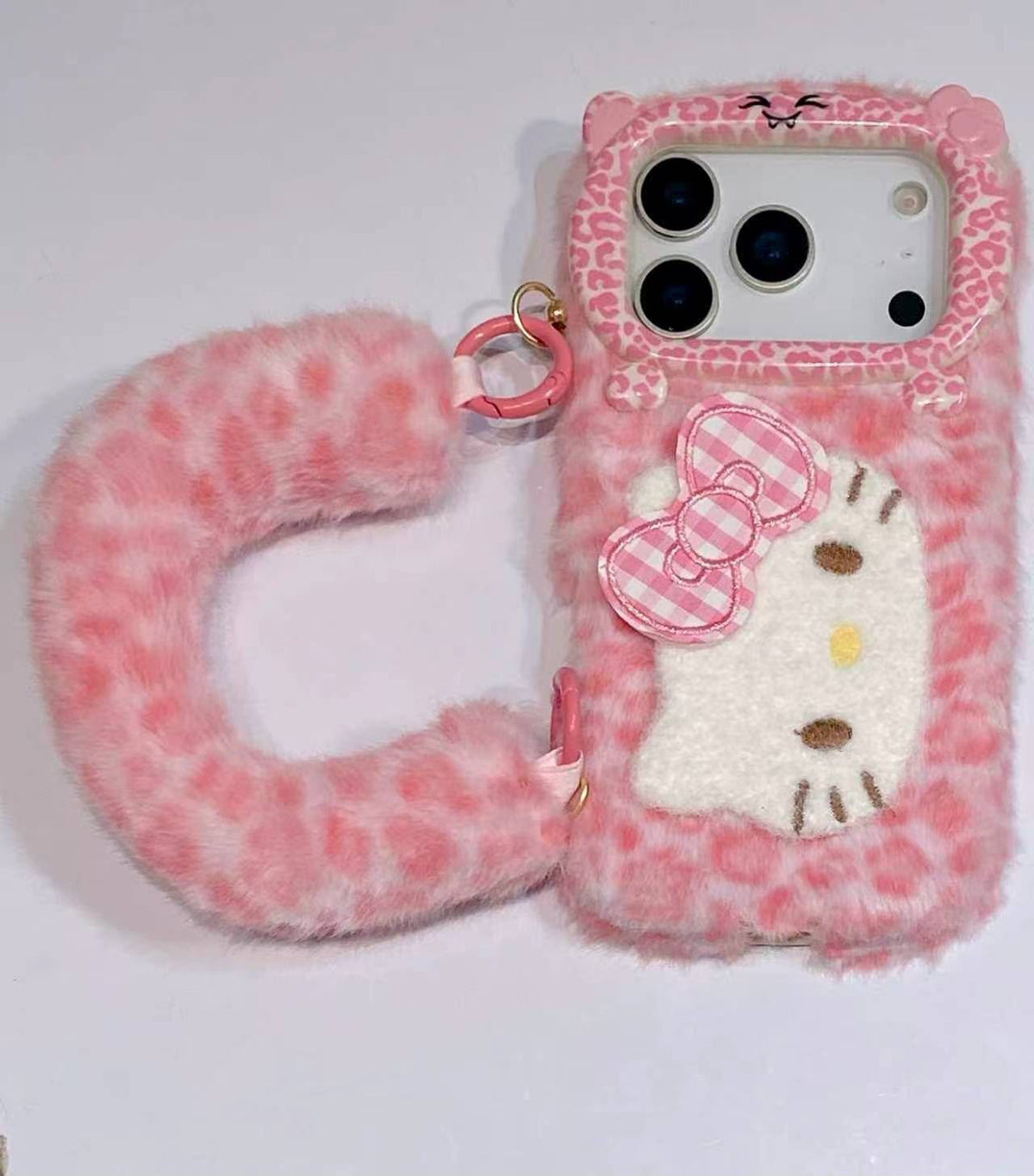 Pink hello kitty fur case