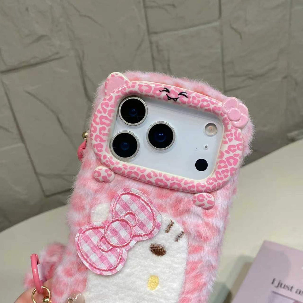 Pink hello kitty fur case